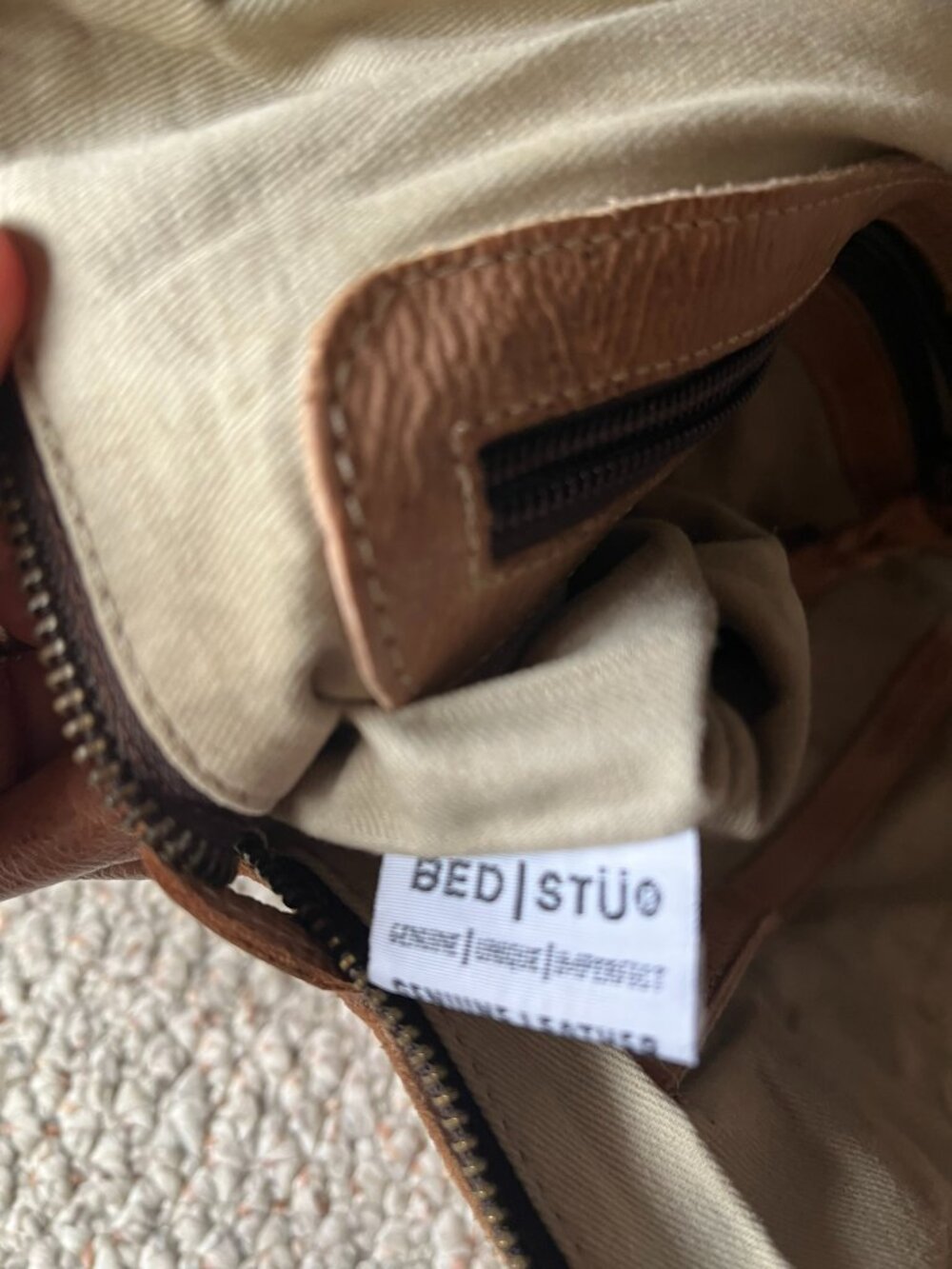 Bed Stu AIKEN Leather Crossbody Convertible Bag Tan OATS DD, Good Condition - Picture 10 of 16